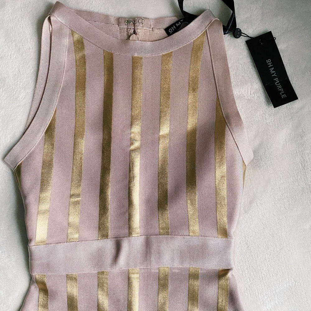 BLUSH BANDAGE SLEEVELESS MIDI DRESS + GOLD LINING✨